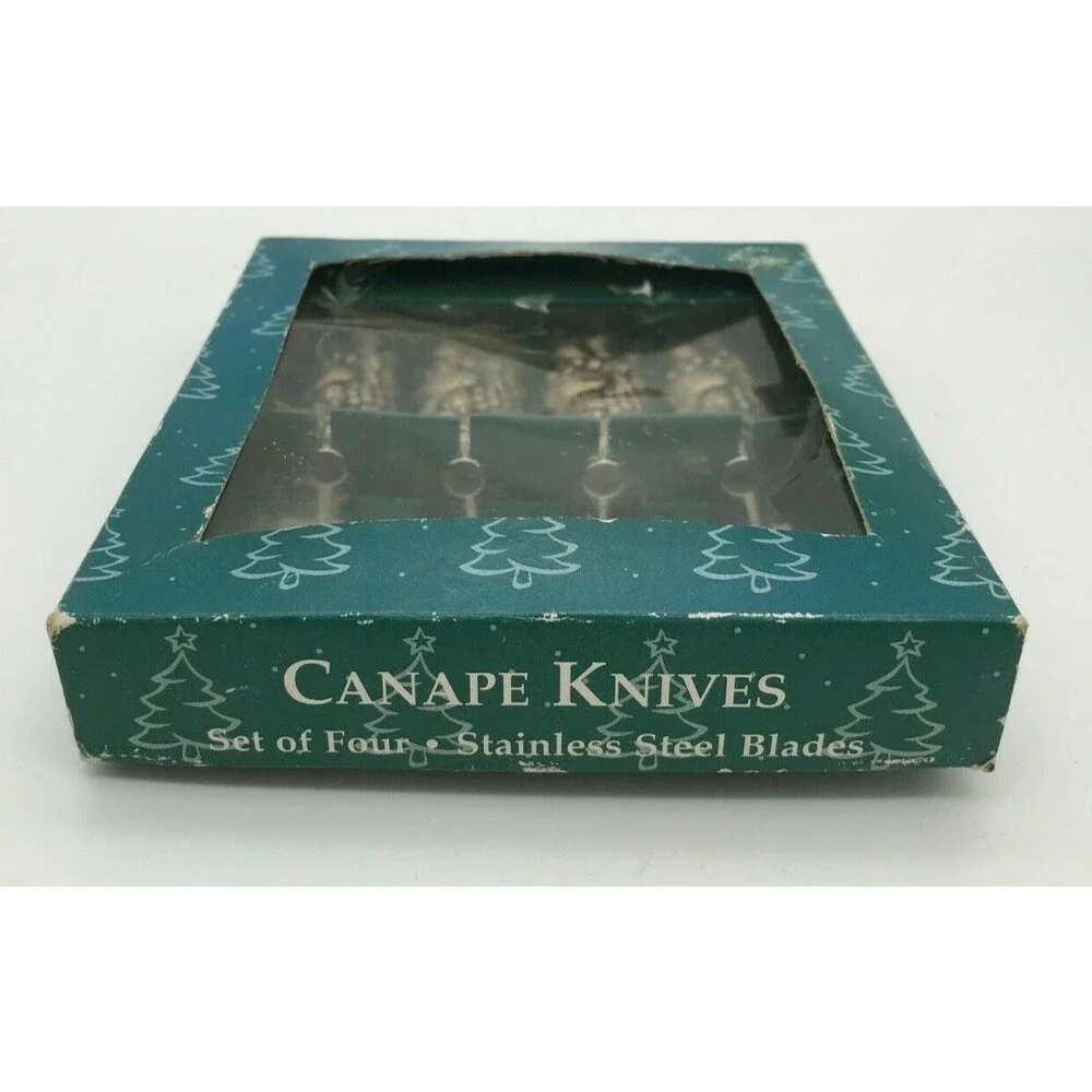 Vintage Cooks Club Canapé Spreader Set Stainless Steel Four Pieces Knives NIB